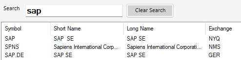 Searching for the SAP ADR in Excel Price Feed