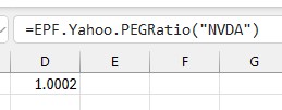 PEG Ratio formula in Excel