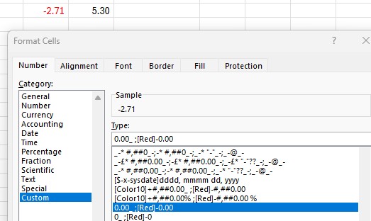 Excel custom number formatting